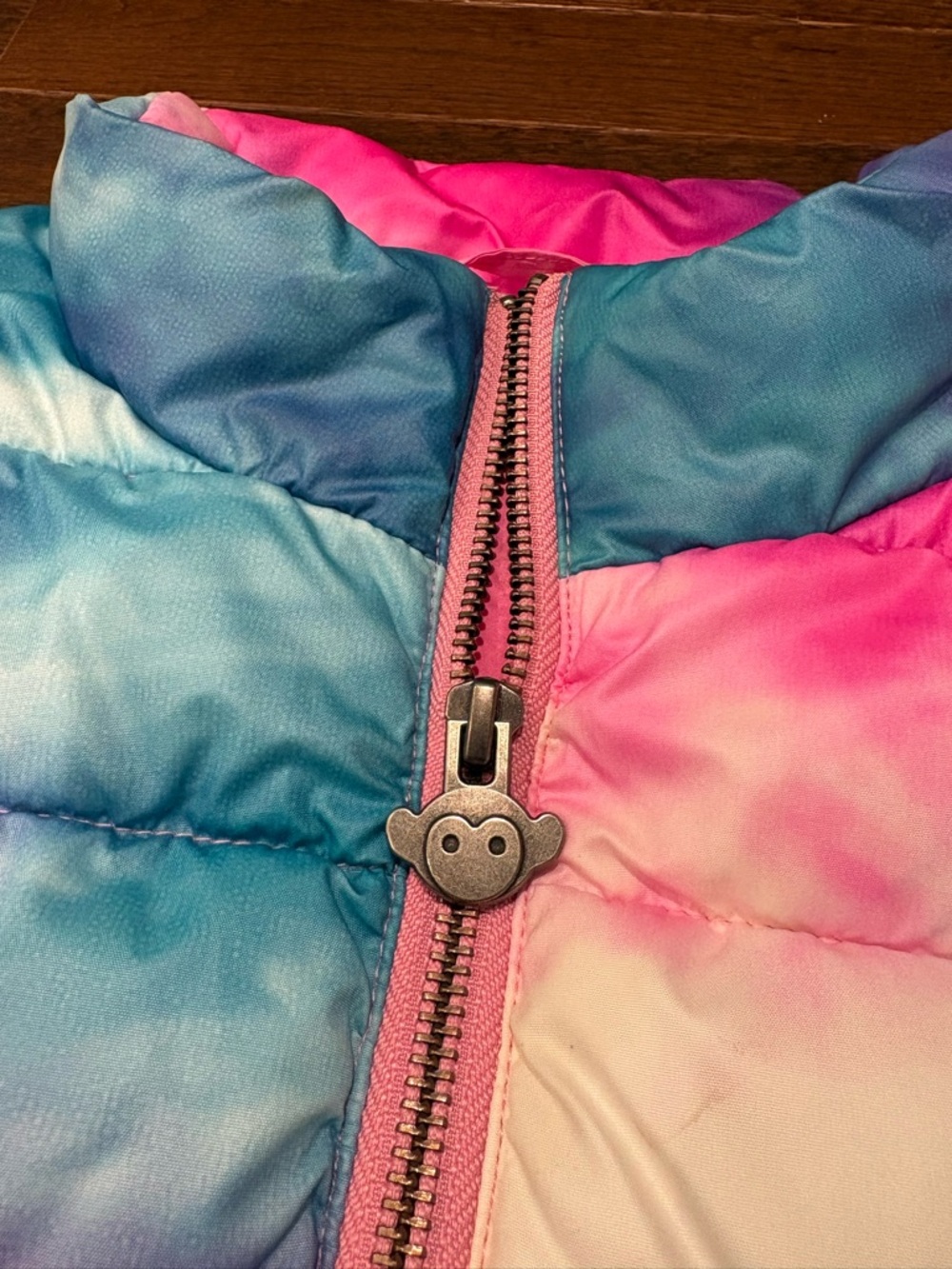 Appaman Girls Tie Dye Puffer Vest Size 8 Pink Blue Purple Zip Front Jacket - Picture 3 of 10